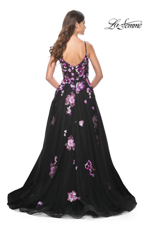 La Femme 32030 Floral Appliques Sweetheart Neckline Dress