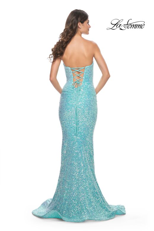 La Femme 32092 Strapless Sweetheart Neckline Sequin Dress