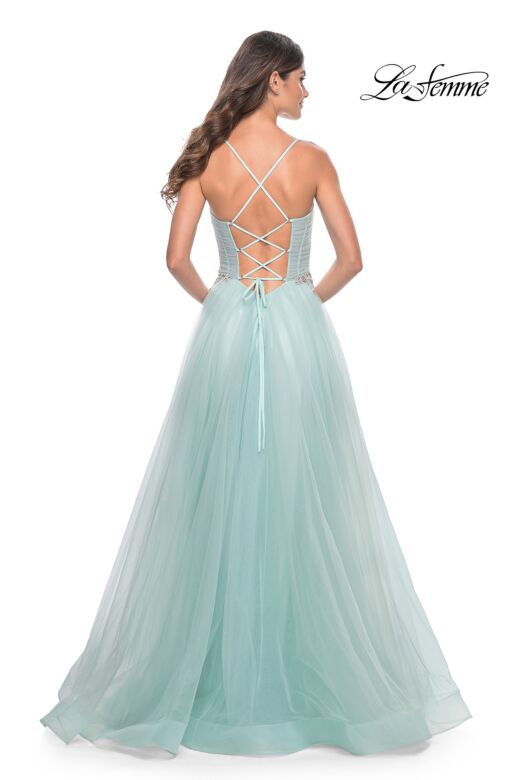 La Femme 32117 Embellished Waist Ruched Corset Dress