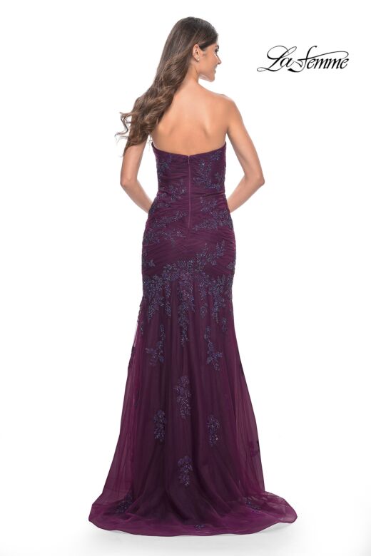La Femme 32121 Ruched Bodice Strapless Sweetheart Dress