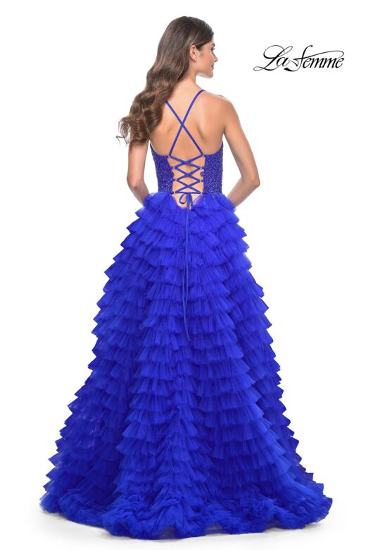 La Femme 32128 Ruffle Skirt Lace Corset Dress