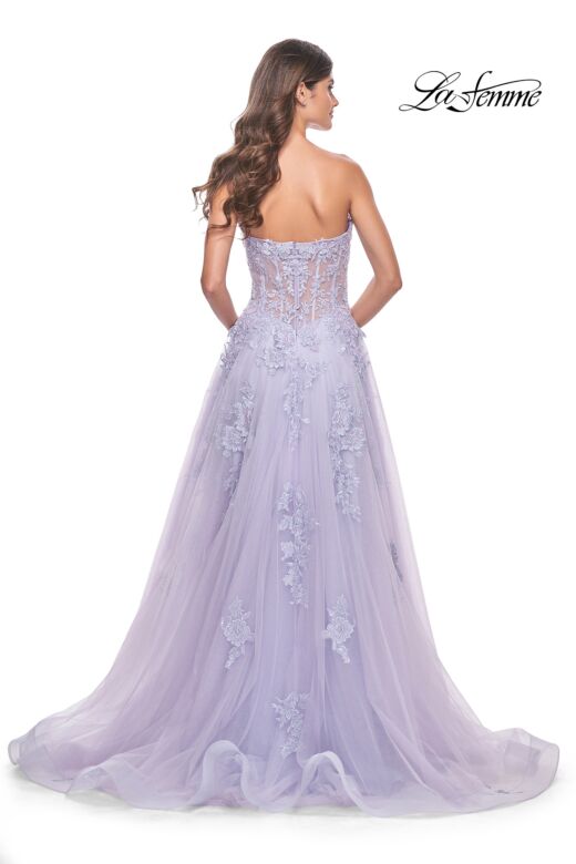 La Femme 32145 Illusion Corset High Slit Strapless Dress