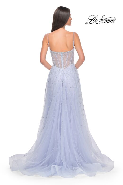 La Femme 32146 Illusion Corset High Slit Embellished Dress