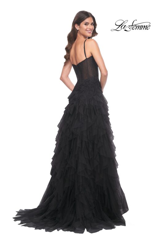 La Femme 32233 Ruffle Skirt Rhinestone Corset Dress