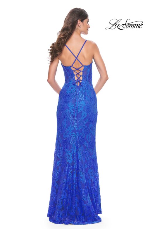 La Femme 32248 Illusion Sides Corset Top Lace Dress