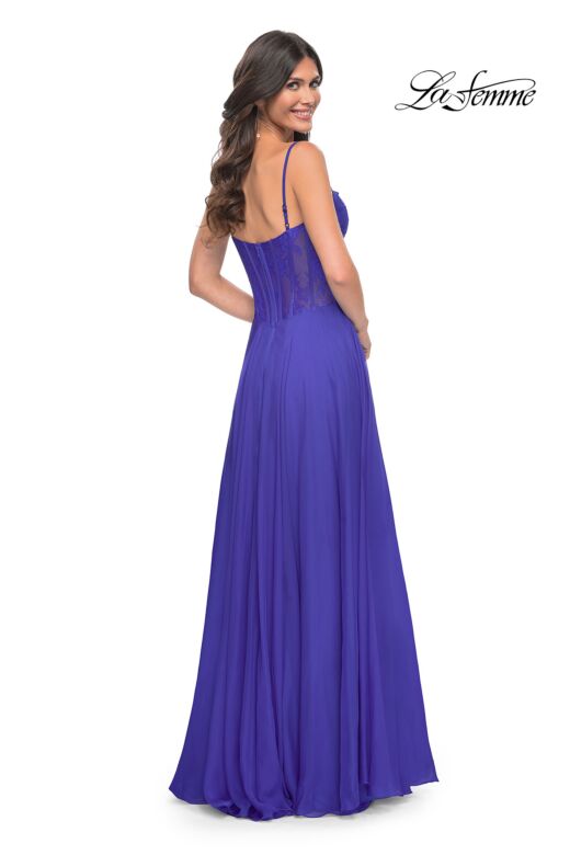 La Femme 32276 Lace Corset Slit Skirt A-line Dress