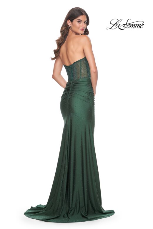 La Femme 32316 Illusion Corset Hot Fix Strapless Dress