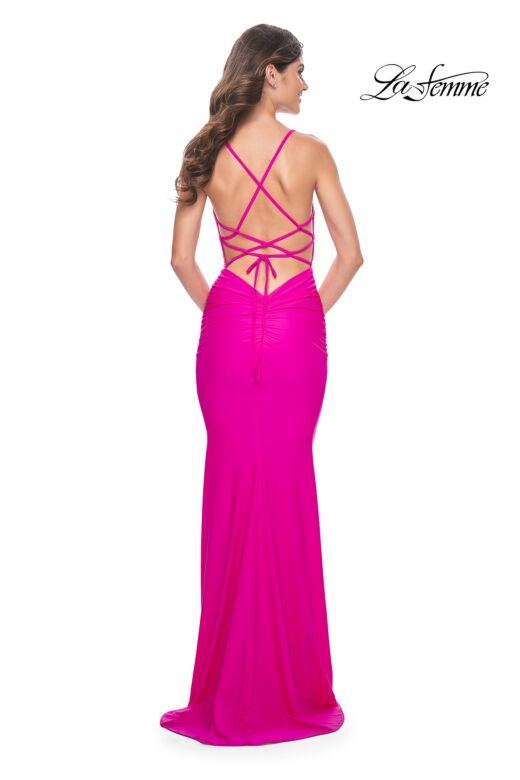 La Femme 32325 Lace-Up Back Embellished Top Dress