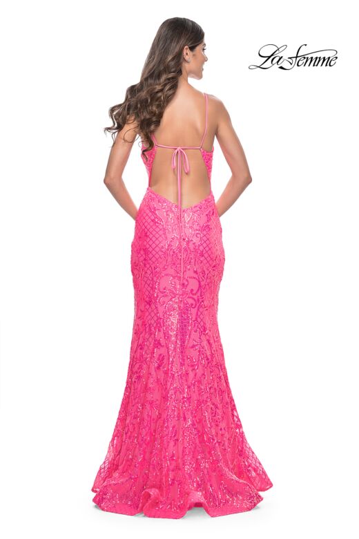 La Femme 32337 Tie Back Vintage Sequin Dress