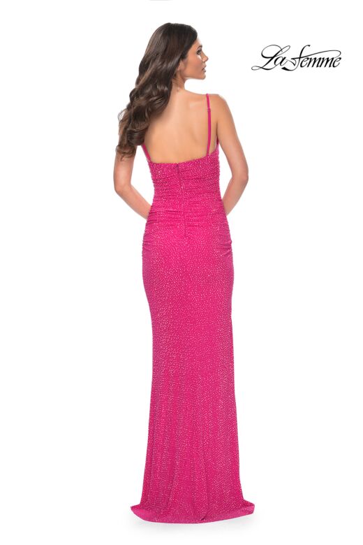 La Femme 32338 Spaghetti Straps High Slit Embellished Dress