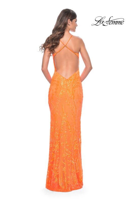 La Femme 32343 Criss Cross Back Embellished Dress