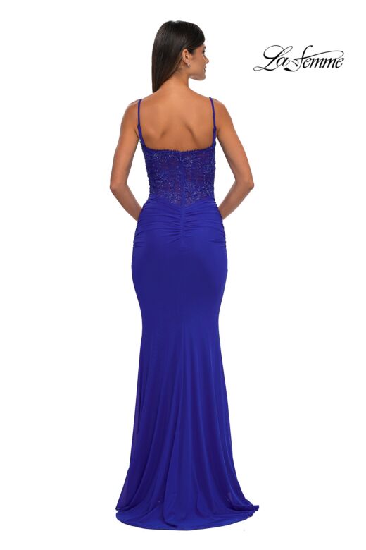 La Femme 32357 Lace Back Peek-A-Boo Neckline Dress