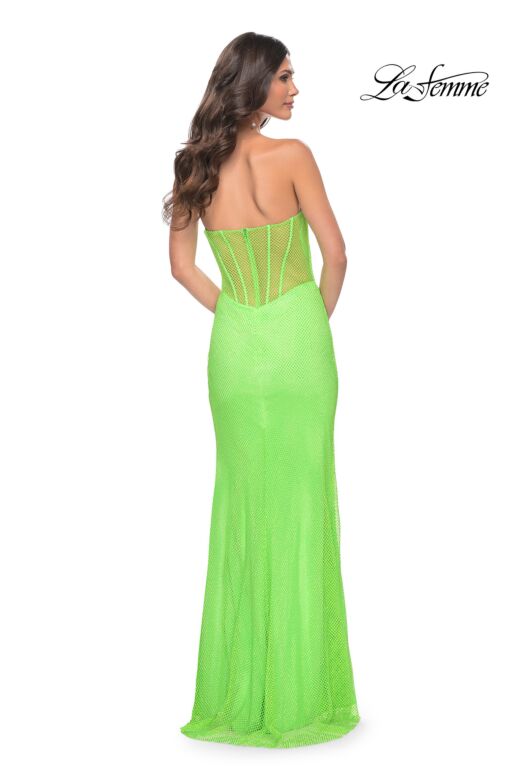 La Femme 32417 Plunging Neckline Illusion Back Sparkly Dress