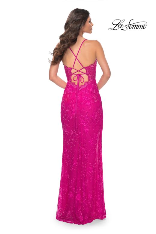 La Femme 32441 Scalloped Slit Illusion Corset Dress