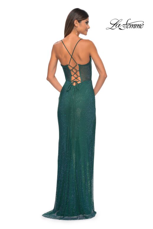 La Femme 32446 Illusion Corset High Slit Sparkly Dress