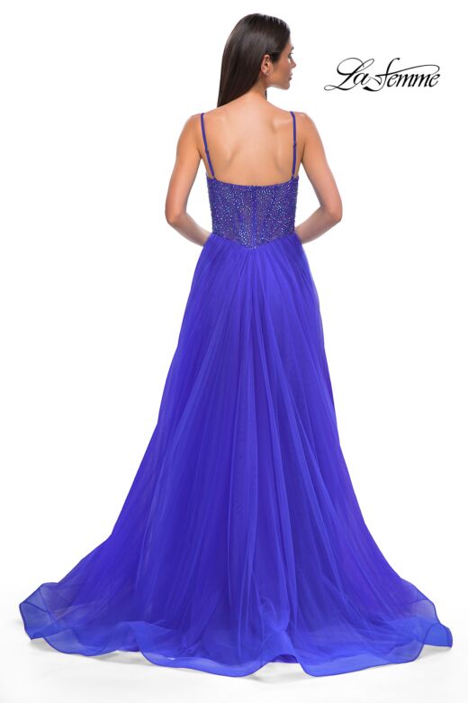 La Femme 32668 Embellished Corset High Slit Dress