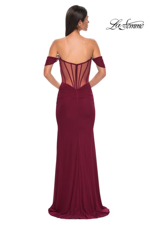 La Femme 32684 Illusion Back Off The Shoulder Corset Dress