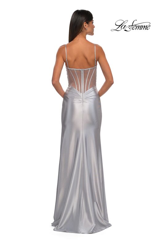 La Femme 32691 Embellished Corset Sheer Back Dress