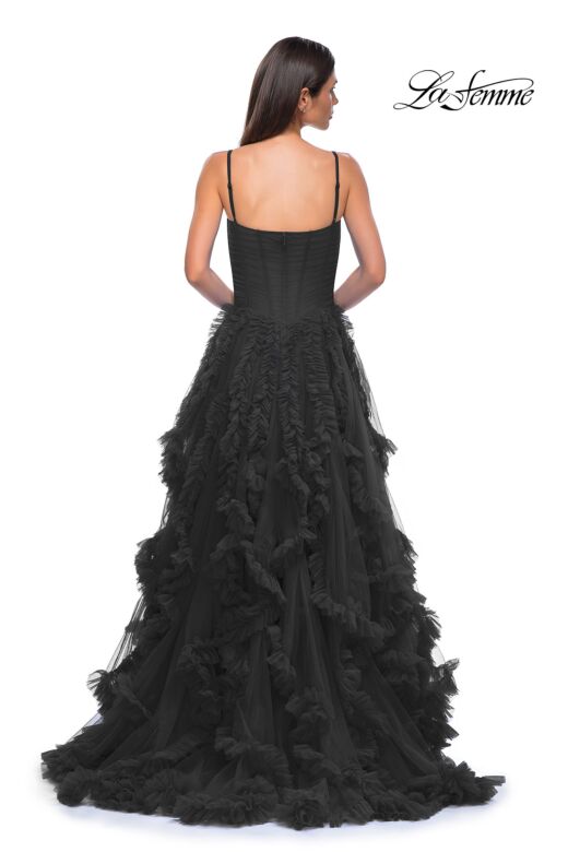 La Femme 32719 Ruffle Skirt Ruched Corset Dress