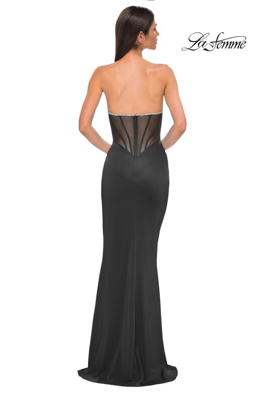 La Femme 32733 Illusion Back Embellished Neckline Dress