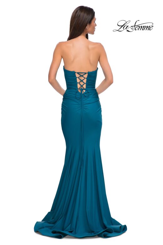 La Femme 32872 Lace-Up Back Strapless Sweetheart Neckline Dress