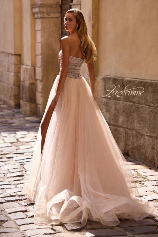 La Femme 32875 Embellished Corset High Slit Dress