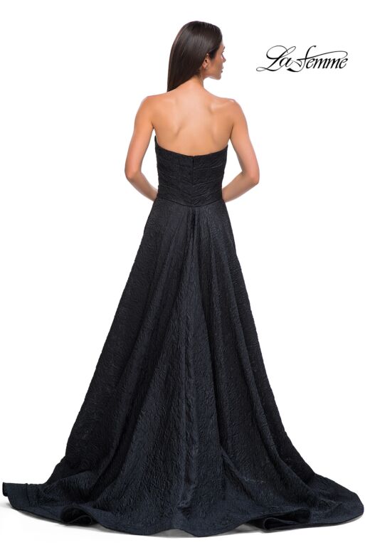 La Femme 32893 Side Pockets High Slit Strapless Dress