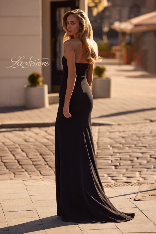 La Femme 32919 High Slit Strapless Sweetheart Neckline Dress