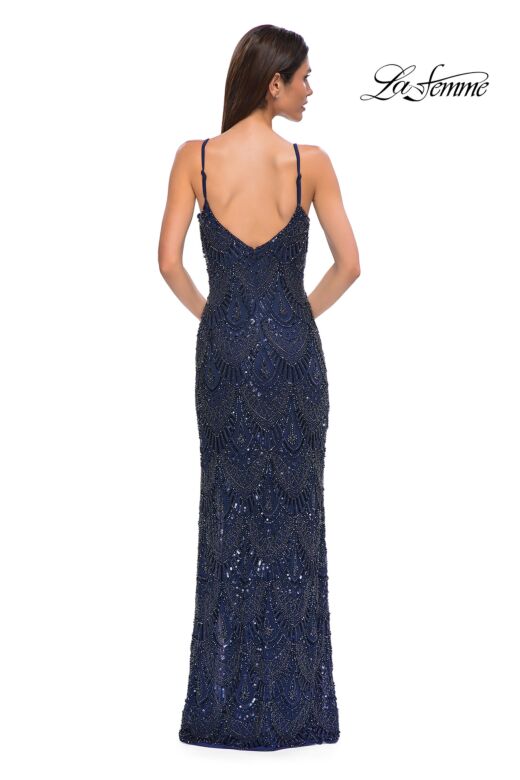 La Femme 32928 Spaghetti Straps High Slit Embellished Dress