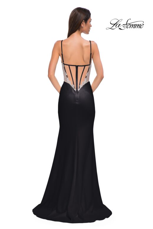 La Femme 32930 Floral Corset Sheer Back Dress