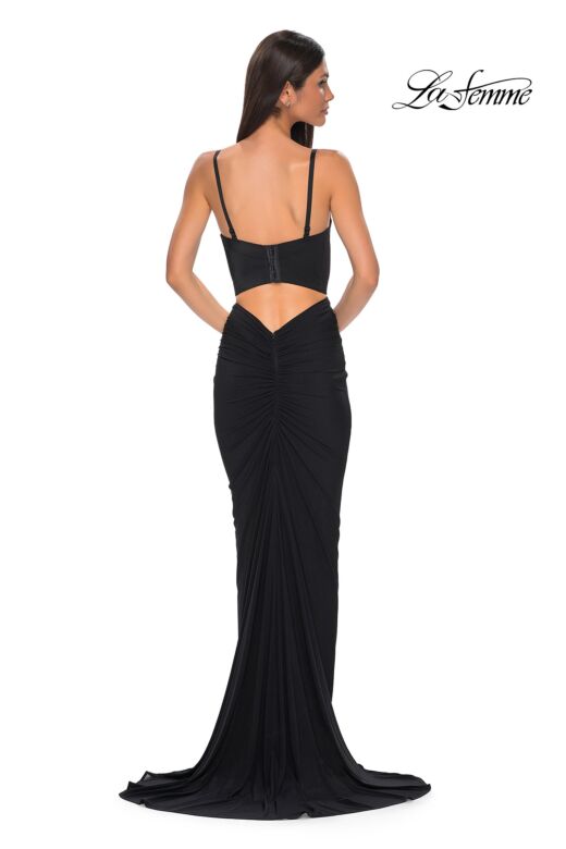 La Femme 32996 Ruched Back Corset Top Dress