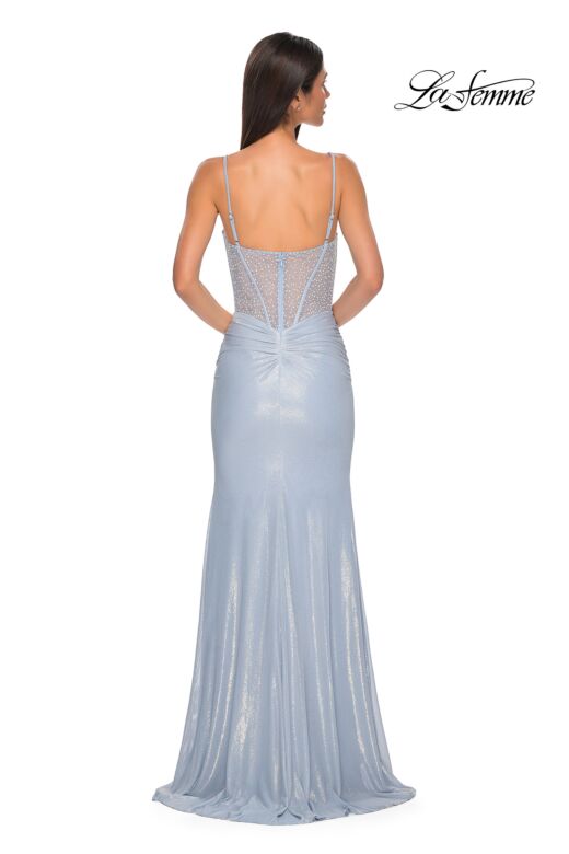 La Femme 33003 Embellished Corset Metallic Skirt Dress