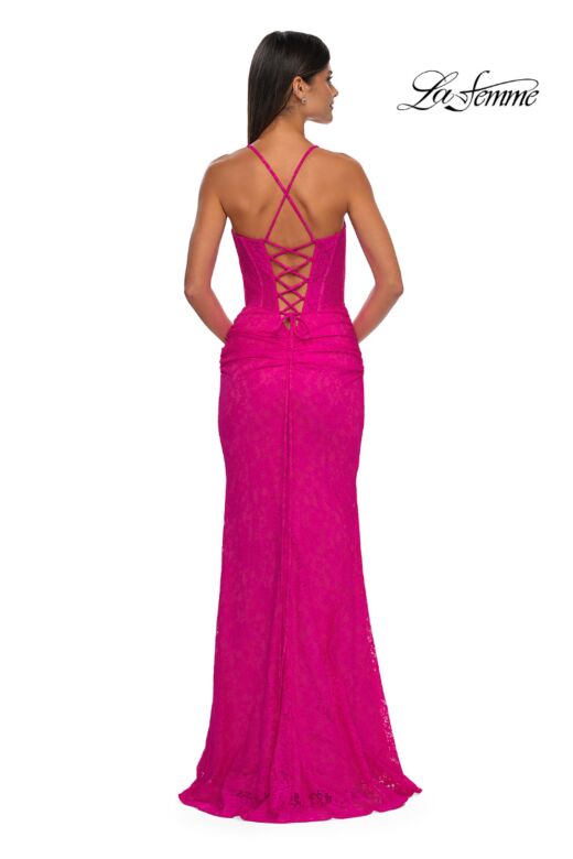 La Femme 33036 Basque Waist Lace Corset Dress