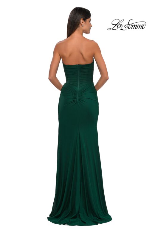 La Femme 33116 High Slit Strapless Ruched Dress