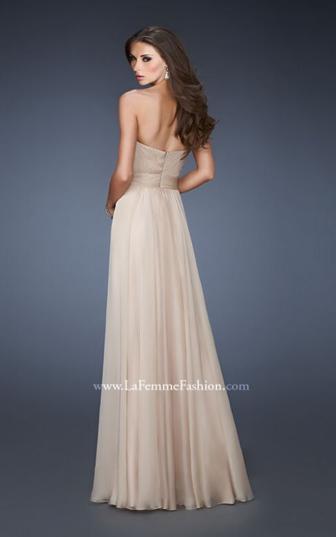 La Femme 18551 Nude Flowy Skirt A-Line Dress
