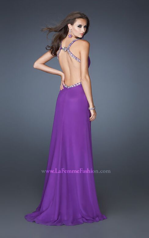 La Femme 18888 Majestic Purple Empire Waist Dress