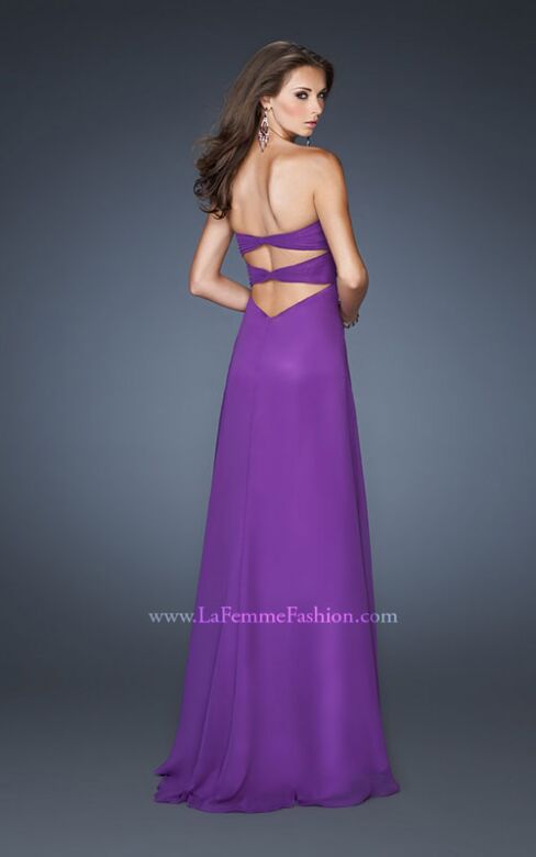 La Femme 19009 Majestic Purple Cutout Back Strapless Dress