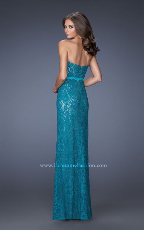 La Femme 20107 Ice Blue Lace Slim Dress