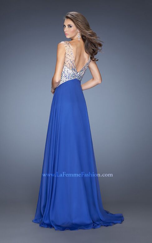 La Femme 20163 Royal Blue Beaded Bodice Dress