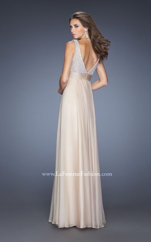 La Femme 20203 Nude Empire Waist Sweetheart Neckline Dress