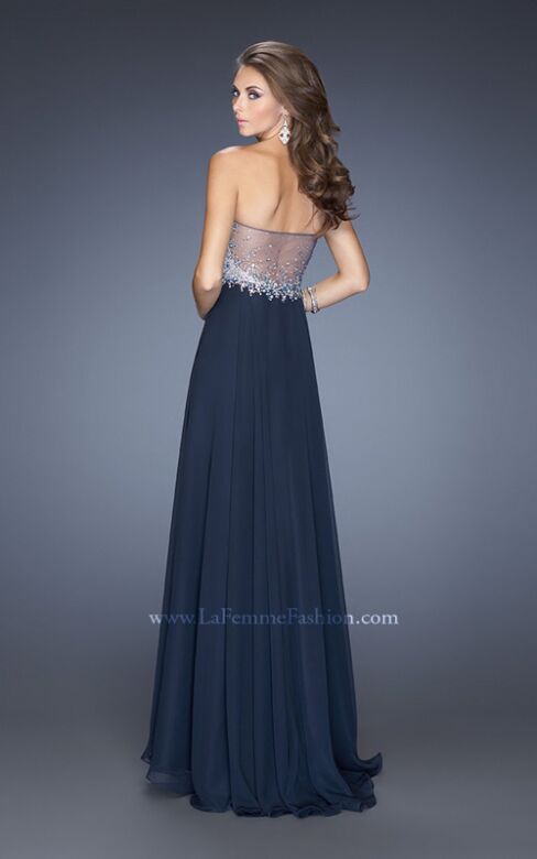 La Femme 20217 Navy Blue Sweetheart Neckline A-Line Dress