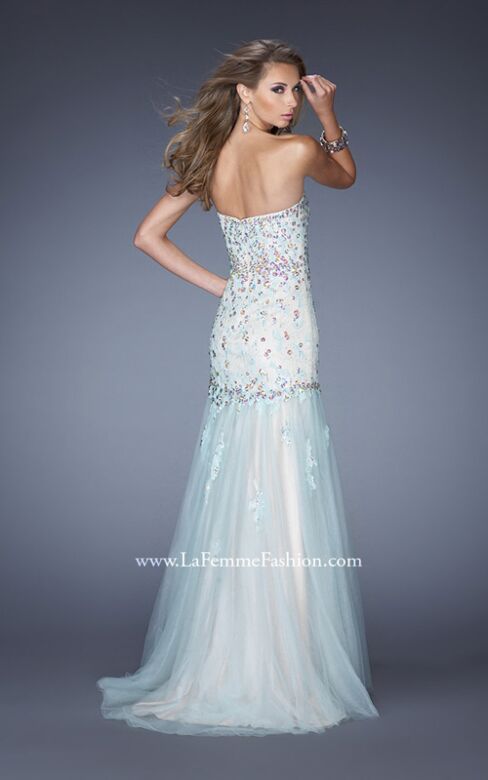 La Femme 20220 Aqua Nude Sweetheart Neckline Strapless Dress