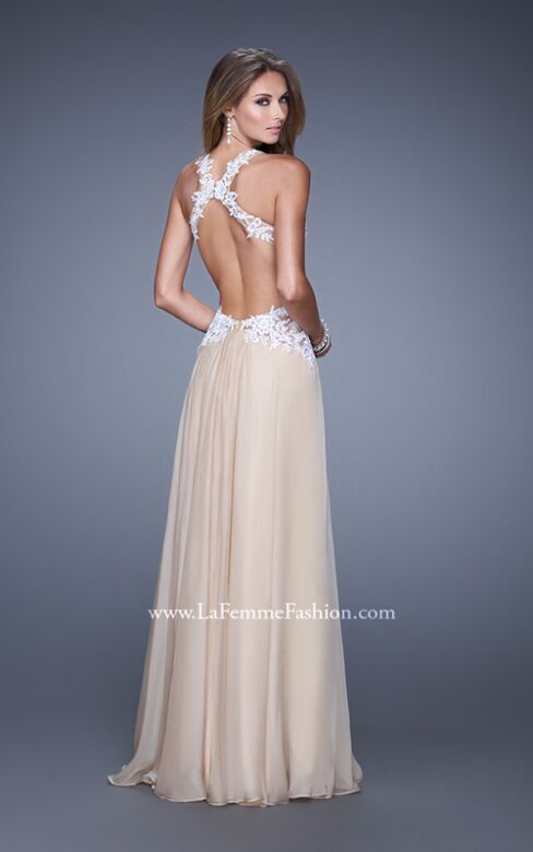 La Femme 20692 Chiffon Skirt Cutout Side A-Line Dress
