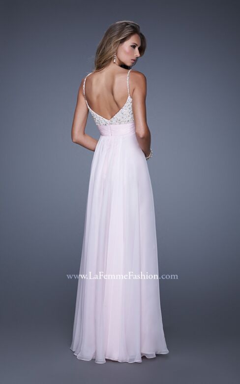 La Femme 20717 Pale Pink Empire Waist Spaghetti Strap Dress