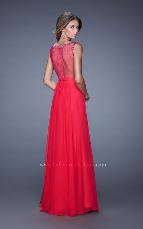 La Femme 20807 Illusion Bateau Neckline A-Line Dress