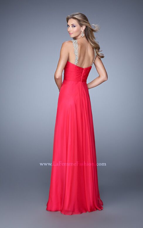 La Femme 21207 Chiffon Ruched Bodice A-Line Dress