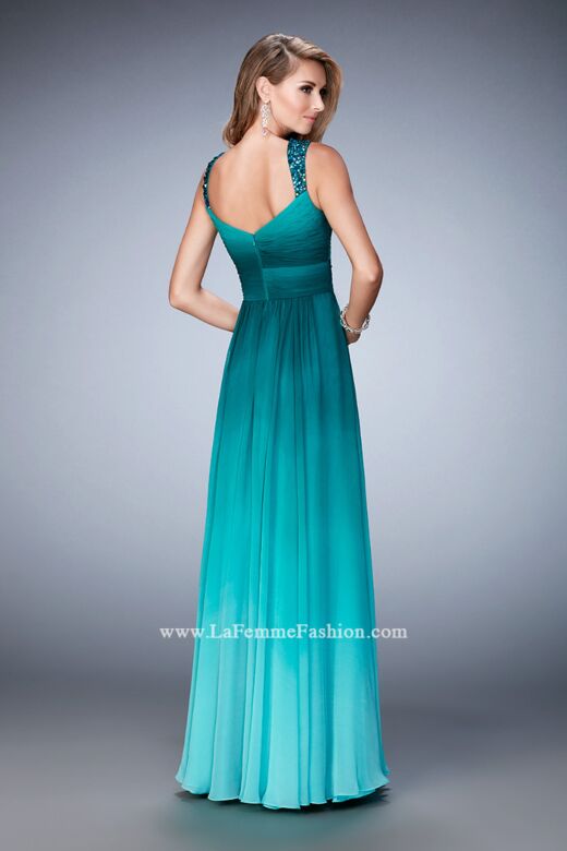 La Femme 22432 Ombre Jade Green A-Line Dress
