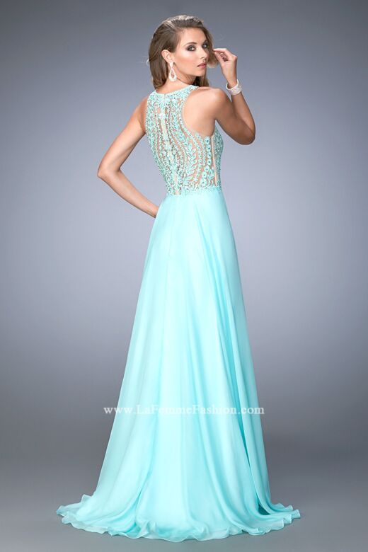 La Femme 22586 Jewel Neckline A-Line Dress
