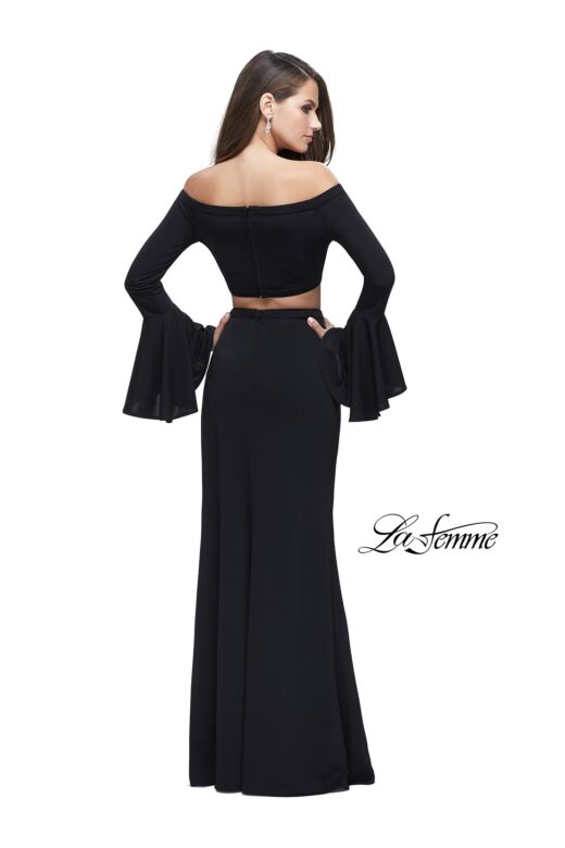 La Femme 25261 Bell Sleeve Off The Shoulder Slim Dress