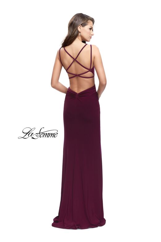 La Femme 25648 Dark Berry Double Strap Slim Dress